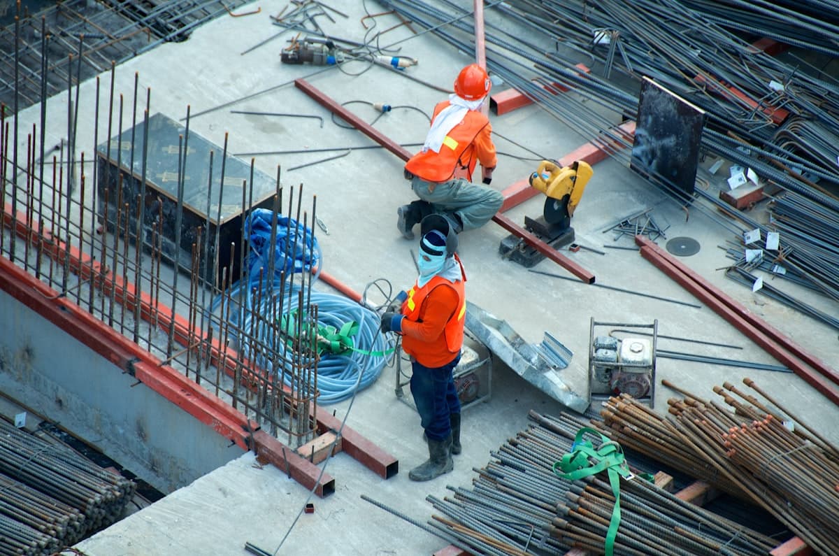 Representative overhead view of an active construction site
