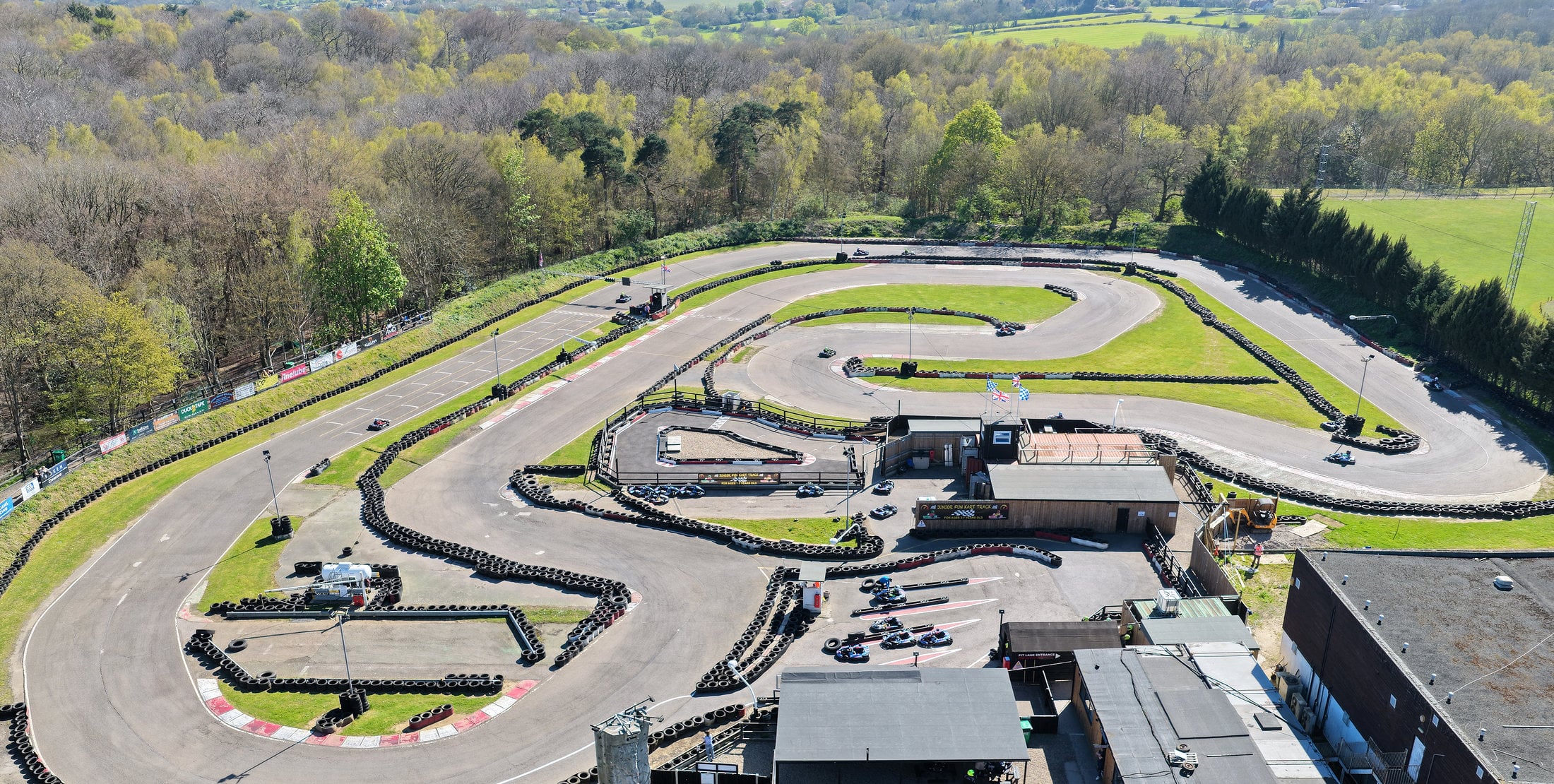 Aerial preview of an outdoor karting circuit near Brentwood
